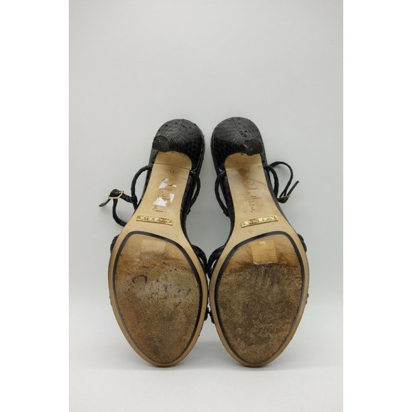 Cole Haan Air Black Snakeskin Print Buckle Slingback High Sandals Women's 7.5 B - Picture 4 of 11